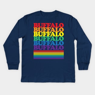 Buffalo NY Pride Week Rainbow Gay Pride Colors LGBTQ Ally Kids Long Sleeve T-Shirt